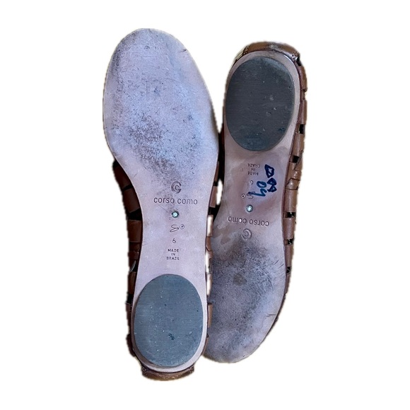 Corso Como Women's Brown Leather Woven Round Toe Flats. Size 6. - Picture 5 of 9